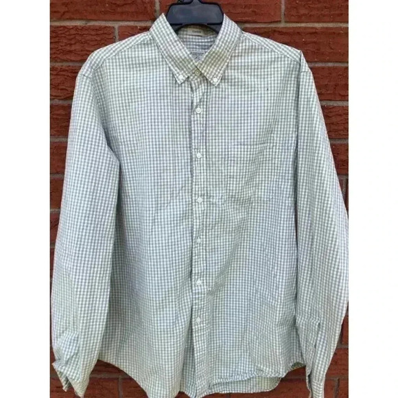 Men's J.Crew Green & White Plaid Button Down Shirt Size L - Picture 1 of 2